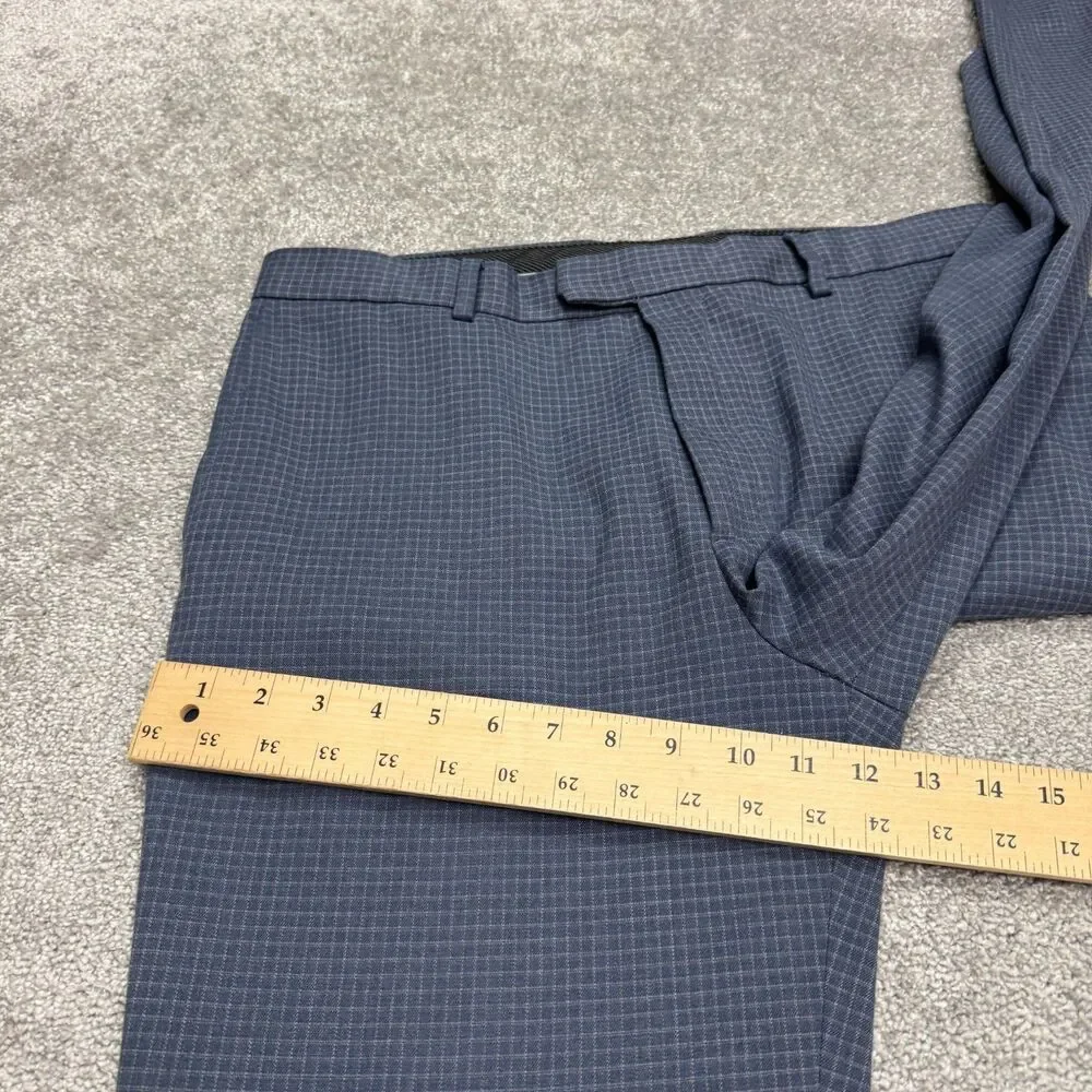 Banana Republic Slim Fit Dress Pants Mens 36x34 Blue Grid Check Stretch Trouser